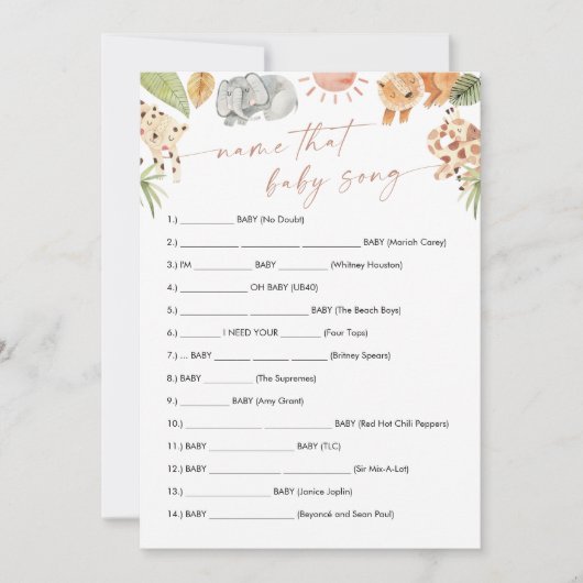 SAFARI名そのベビーソングゲームカード 招待状 (正面)