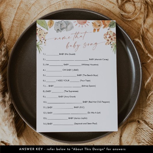 SAFARI名そのベビーソングゲームカード 招待状