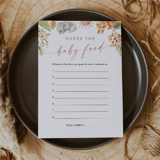 SAFARI推測ベビーフードゲームカード 招待状