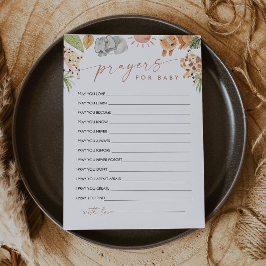 SAFARI祈りの言葉ベビーアドバイスカード 招待状