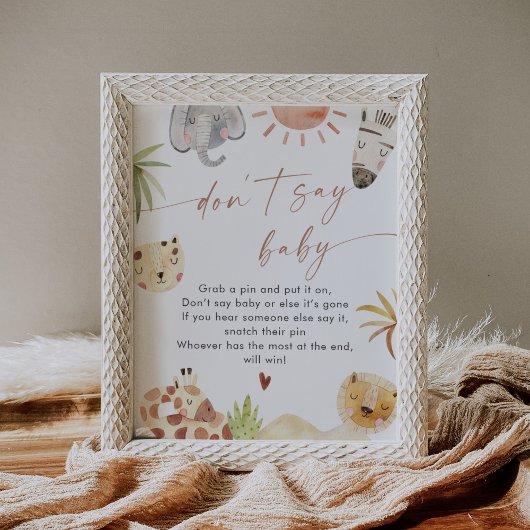 SAFARI言わないベビーゲームサイン ポスター