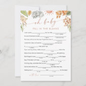 SAFARI赤ちゃんシャワーの縁取り、ゲームに空白の記入 招待状 (正面)