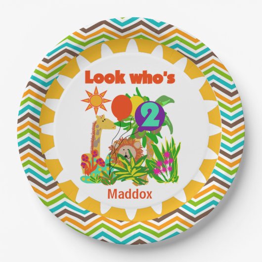 Safari 2ndハッピーバースデー紙プレート ペーパープレート (正面)