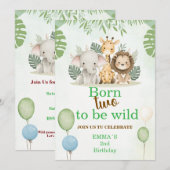 Safari 2nd Birthday Invitation | Born Two Be Wild 招待状 (正面/裏面)