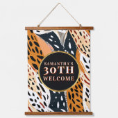 Safari 30th Birthday Welcome Sign Abstract Animal 吊り下げ型タペストリー (正面)