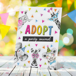 Safari Adopt an Animal Birthday Party Table Sign 台座サイン