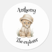 Safari Adventure Babies | Cute Watercolour Animals ラウンドシール (正面)