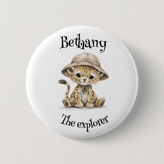 Safari Adventure Babies | Cute Watercolour Animals 缶バッジ (正面)