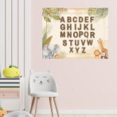 Safari Alphabet Nursery Boho Jungle Animals ポスター