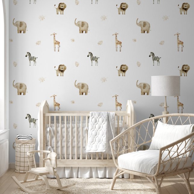 Safari Animal Baby Kids Room Nursery 壁紙 (キッズ)