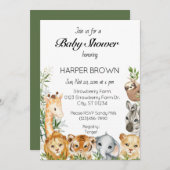 Safari animal baby shower  招待状 (正面/裏面)