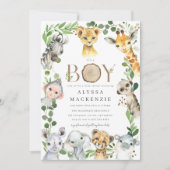 Safari Animal Baby Shower Invitation 招待状 (正面)