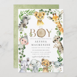 Safari Animal Baby Shower Invitation 招待状