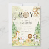 Safari Animal Baby Shower Invitation 招待状 (正面)