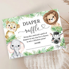 Safari Animal Baby Shower Jungle Diaper Raffle エンクロージャーカード