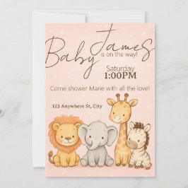 Safari Animal Baby Shower or Birthday Invitation 招待状
