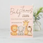 Safari Animal Baby Shower or Birthday Invitation 招待状 (スタンド正面)