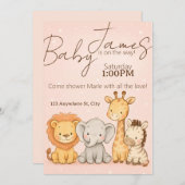 Safari Animal Baby Shower or Birthday Invitation 招待状 (正面/裏面)