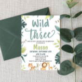 Safari Animal Wildと3歳の誕生日パーティー 招待状