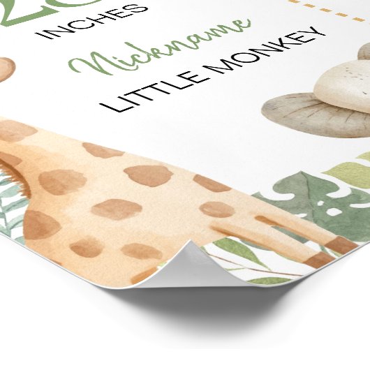 Safari Animal Wild One 1 Birthday Milestone(サファリアニ ポスター (角)