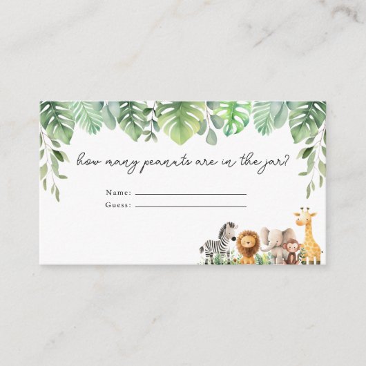 Safari Animalsがカードの数を推測 エンクロージャーカード (正面)