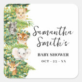 Safari Animals来 Baby Showerありがとう スクエアシール (正面)