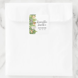 Safari Animals来 Baby Showerありがとう スクエアシール