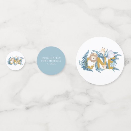 Safari Animals パーソナライズされた First誕生日写真 コンフェッティ (正面)