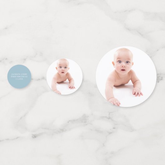 Safari Animals パーソナライズされた First誕生日写真 コンフェッティ (裏面)