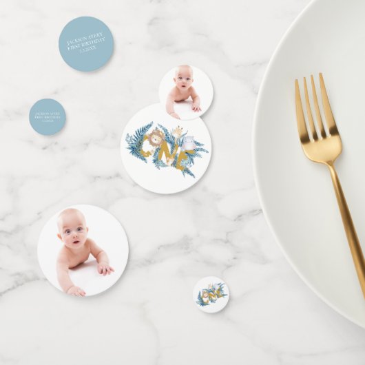 Safari Animals パーソナライズされた First誕生日写真 コンフェッティ (グループ)