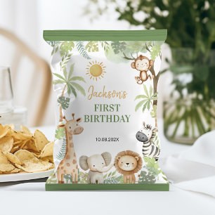 Safari Animals 1st誕生日チップバッグラッパー チラシ
