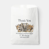Safari Animals 1st誕生日パーティーありがとう フェイバーバッグ (正面)