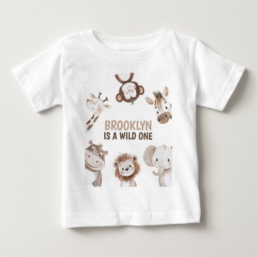 Safari Animals 1st Birthday ベビーTシャツ (正面)