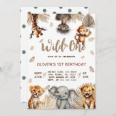 Safari Animals 1st Birthday 招待状 (正面/裏面)