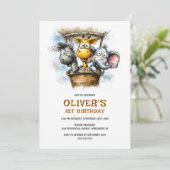 Safari Animals 1st Birthday Party Invitation 招待状 (スタンド正面)