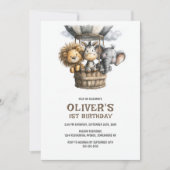 Safari Animals 1st Birthday Party Invitation 招待状 (正面)