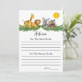 Safari Animals Advice for Baby Shower Game Card 招待状 (スタンド正面)