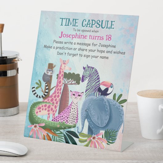Safari animals any age girl birthday time capsule 台座サイン (インサイチュ)