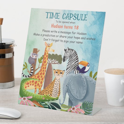 Safari animals any age kid birthday time capsule 台座サイン (インサイチュ)