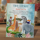 Safari animals any age kid birthday time capsule 台座サイン