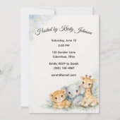 Safari Animals Baby Boy Adventure Shower        招待状 (裏面)