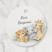 Safari Animals Baby Boy Elephant Lion Giraffe フェイバータグ (裏面)