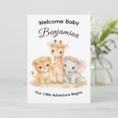 Safari Animals Baby Girl Floral Crown Shower 招待状 (スタンド正面)