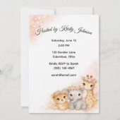 Safari Animals Baby Girl Floral Crown Shower 招待状 (裏面)