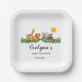 Safari Animals Baby Shower  ペーパープレート (正面)