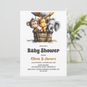 Safari Animals Baby Shower 招待状 (スタンド正面)