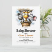 Safari Animals Baby Shower 招待状 (スタンド正面)