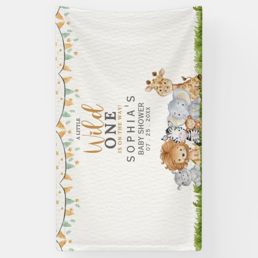 Safari Animals Baby Shower Boy 横断幕 (縦)