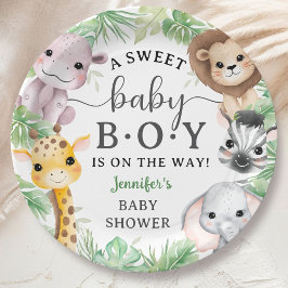 Safari Animals Baby Shower Boy Cute Jungle  ペーパープレート