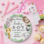 Safari Animals Baby Shower Boy Cute Jungle  ペーパープレート (パーティー)